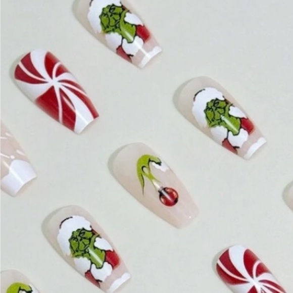 Christmas Grinch Press On Nails - Picture 3 of 9